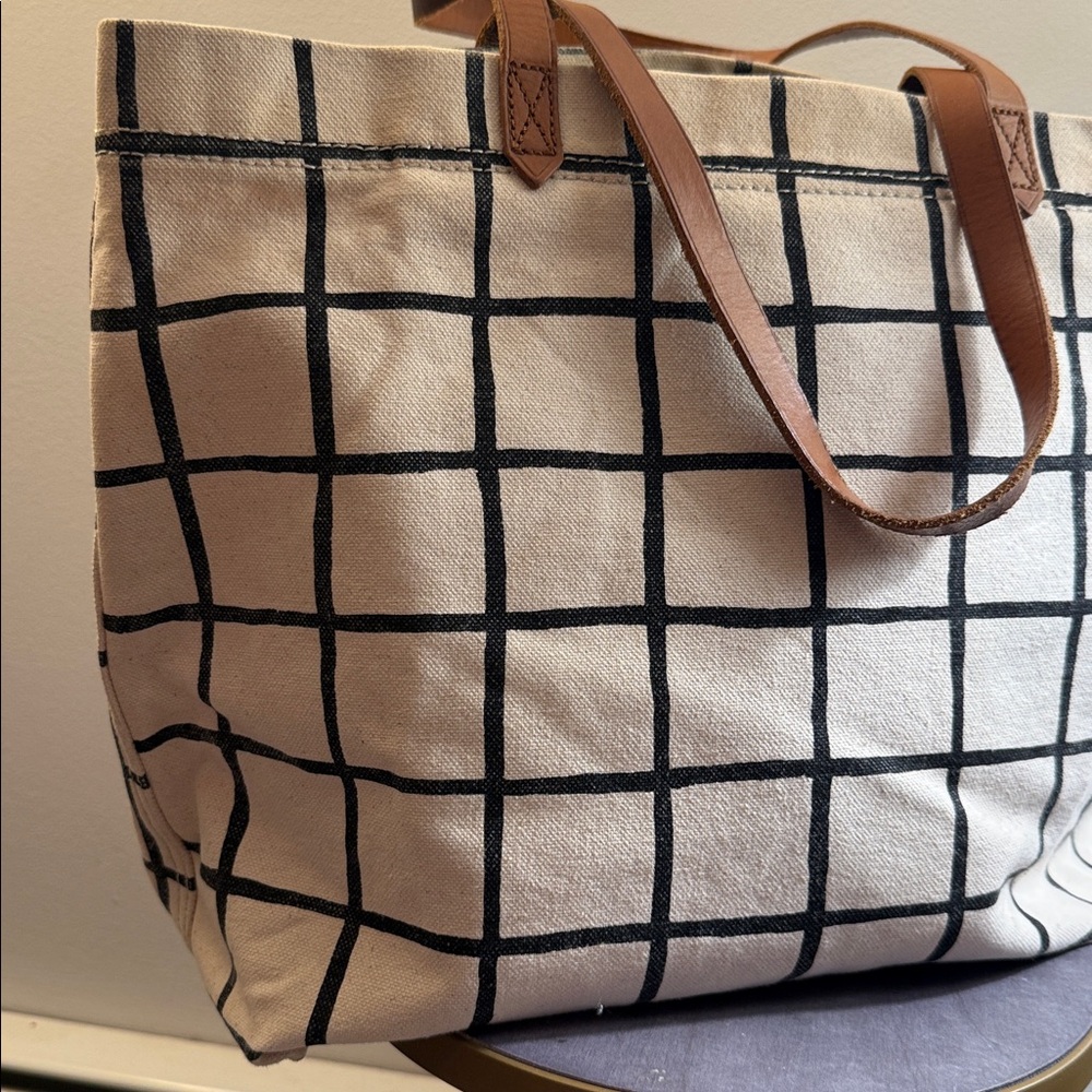 Madewell The Canvas Transport Tote in Windowpane Black - Picture 2 of 16
